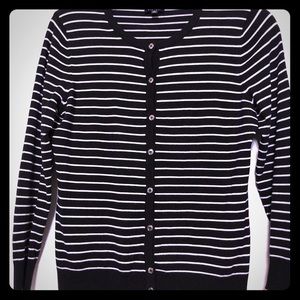Jones New York women’s black white stripe sweater.